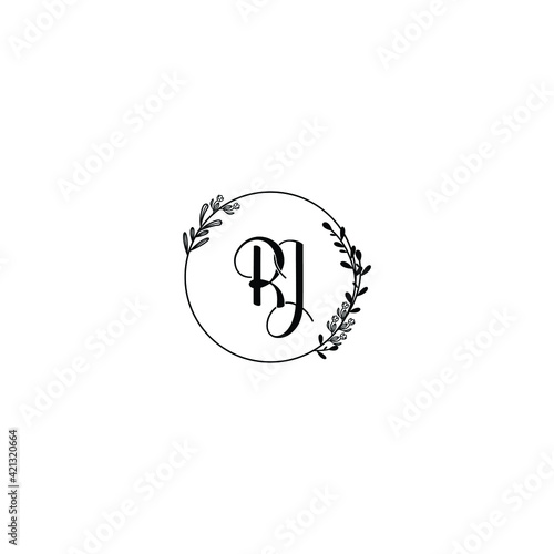 RJ initial letters Wedding monogram logos, hand drawn modern minimalistic and frame floral templates