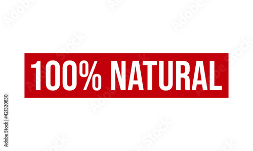 100% Natural Rubber Stamp. 100% Natural Grunge Stamp Seal Vector Illustration