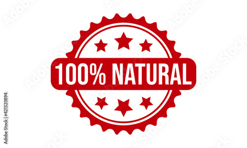 100% Natural Rubber Stamp. 100% Natural Grunge Stamp Seal Vector Illustration