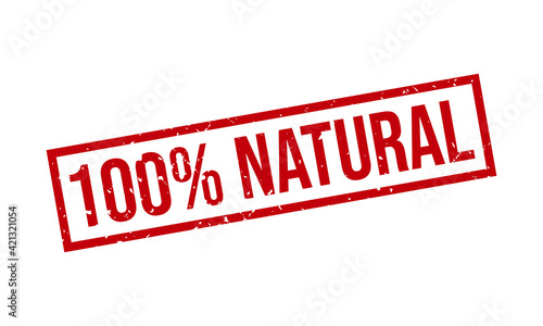 100% Natural Rubber Stamp. 100% Natural Grunge Stamp Seal Vector Illustration