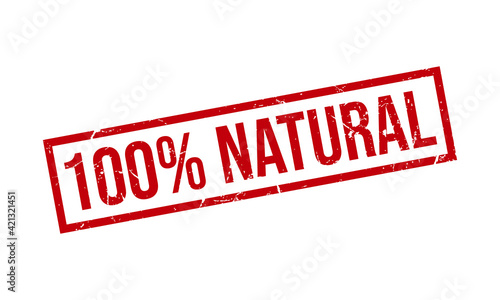 100% Natural Rubber Stamp. 100% Natural Grunge Stamp Seal Vector Illustration