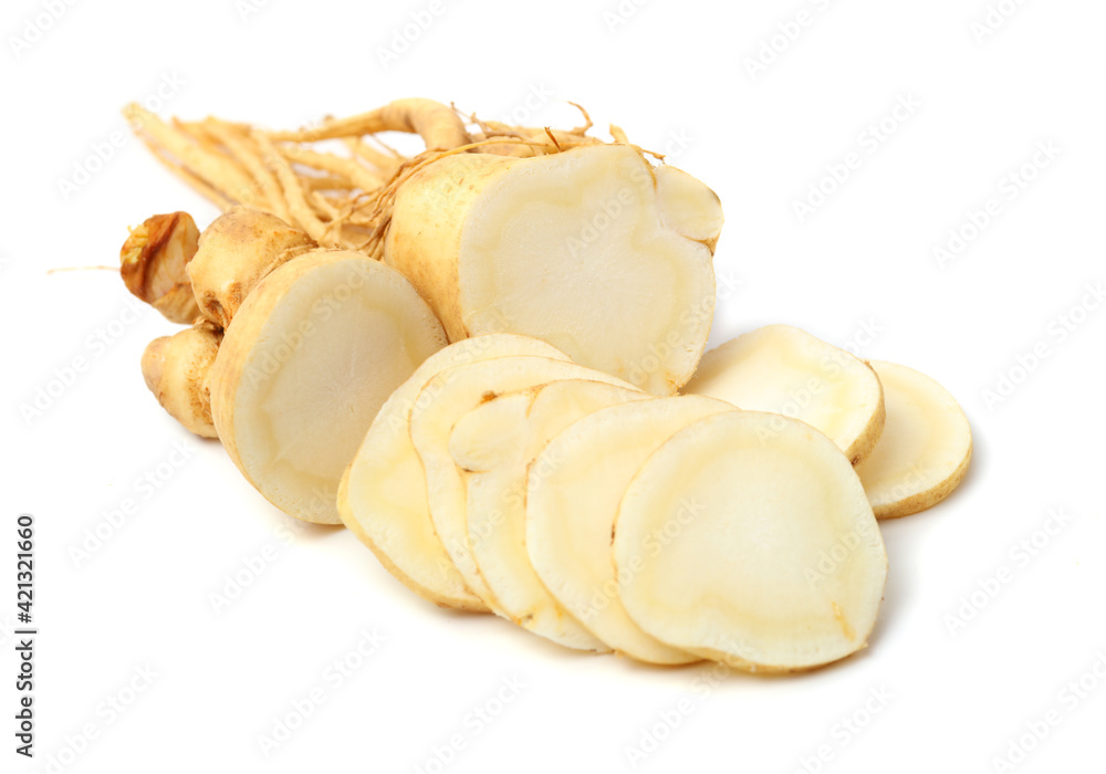 Ginseng roots on a white background Ginseng roots on a white background