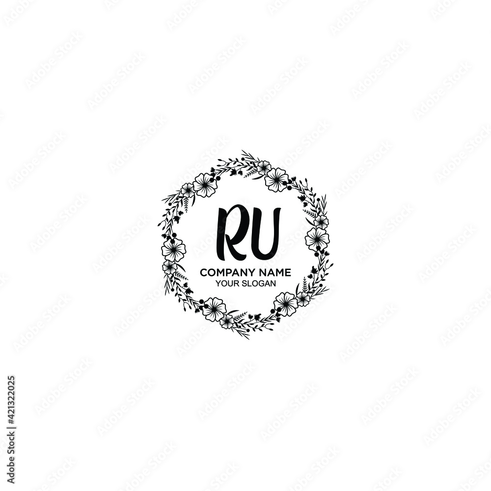 RU initial letters Wedding monogram logos, hand drawn modern minimalistic and frame floral templates RU initial letters Wedding monogram logos, hand drawn modern minimalistic and frame floral templates