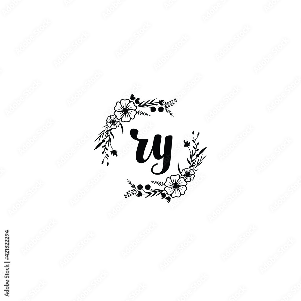 RY initial letters Wedding monogram logos, hand drawn modern minimalistic and frame floral templates RY initial letters Wedding monogram logos, hand drawn modern minimalistic and frame floral templates