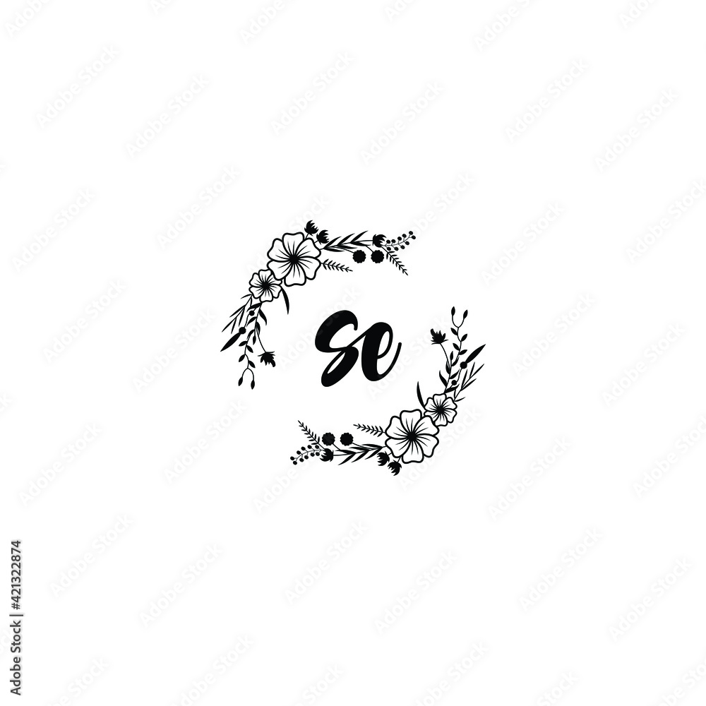 SE initial letters Wedding monogram logos, hand drawn modern minimalistic and frame floral templates SE initial letters Wedding monogram logos, hand drawn modern minimalistic and frame floral templates