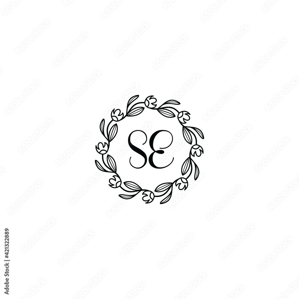 SE initial letters Wedding monogram logos, hand drawn modern minimalistic and frame floral templates SE initial letters Wedding monogram logos, hand drawn modern minimalistic and frame floral templates