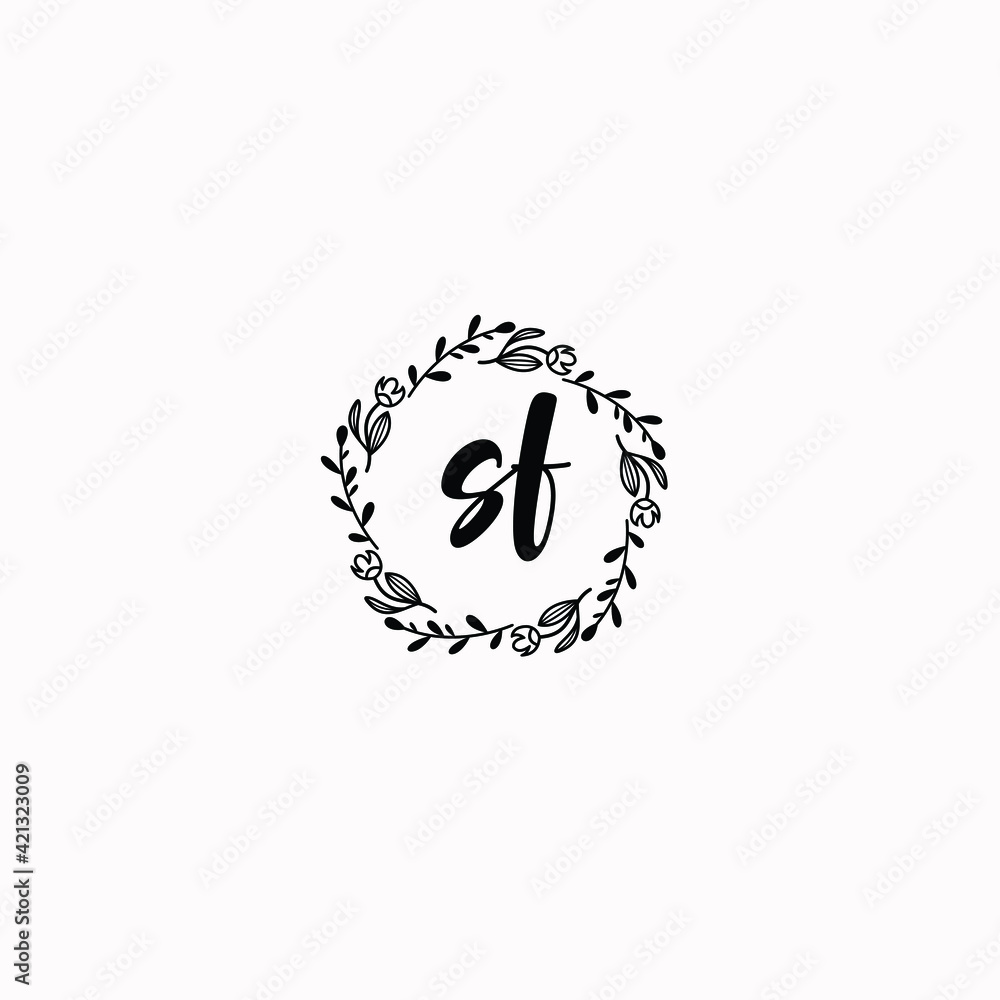 SF initial letters Wedding monogram logos, hand drawn modern minimalistic and frame floral templates SF initial letters Wedding monogram logos, hand drawn modern minimalistic and frame floral templates