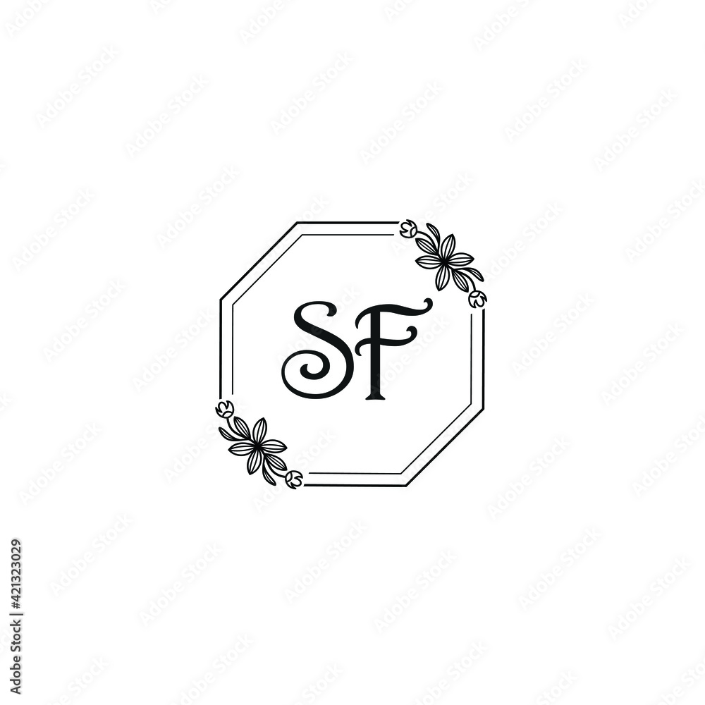SF initial letters Wedding monogram logos, hand drawn modern minimalistic and frame floral templates SF initial letters Wedding monogram logos, hand drawn modern minimalistic and frame floral templates
