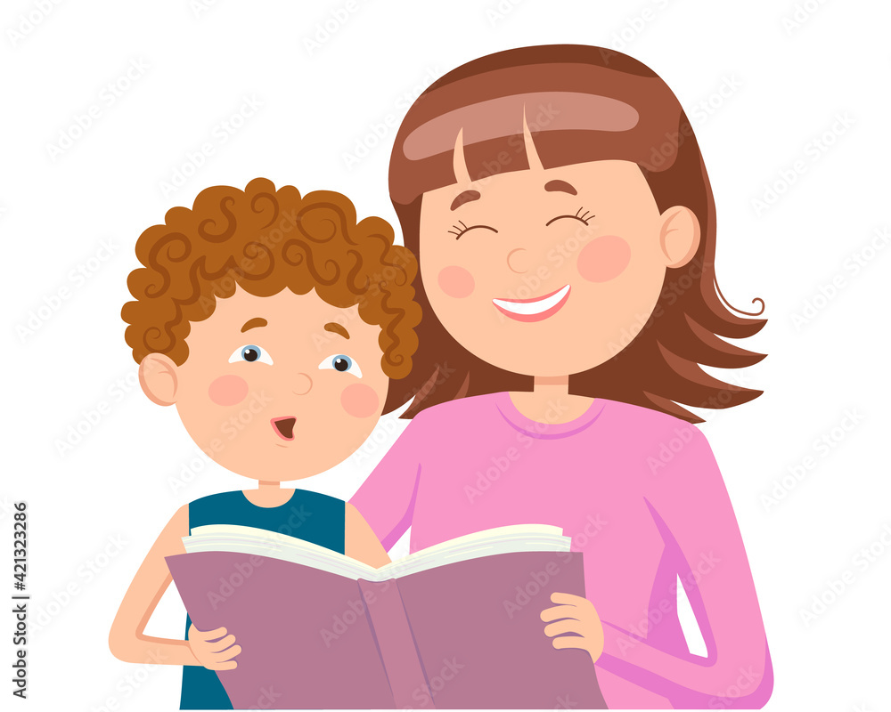 Mom spends her free time with her son, teaches him to read a book.
Vector illustration in a flat style.
Suitable for web design, children's books, Mother's Day greetings. Mom spends her free time with her son, teaches him to read a book.
Vector illustration in a flat style.
Suitable for web design, children's books, Mother's Day greetings.