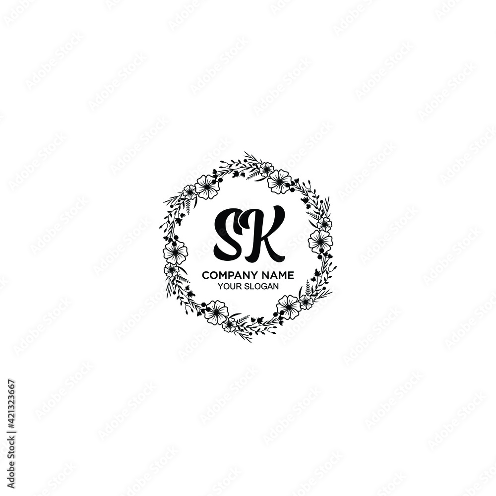 SK initial letters Wedding monogram logos, hand drawn modern minimalistic and frame floral templates SK initial letters Wedding monogram logos, hand drawn modern minimalistic and frame floral templates