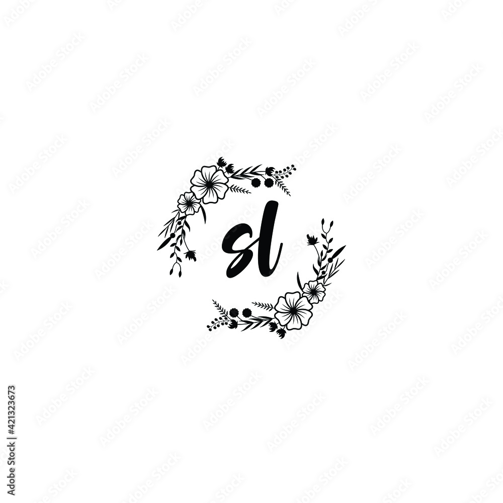 SL initial letters Wedding monogram logos, hand drawn modern minimalistic and frame floral templates SL initial letters Wedding monogram logos, hand drawn modern minimalistic and frame floral templates