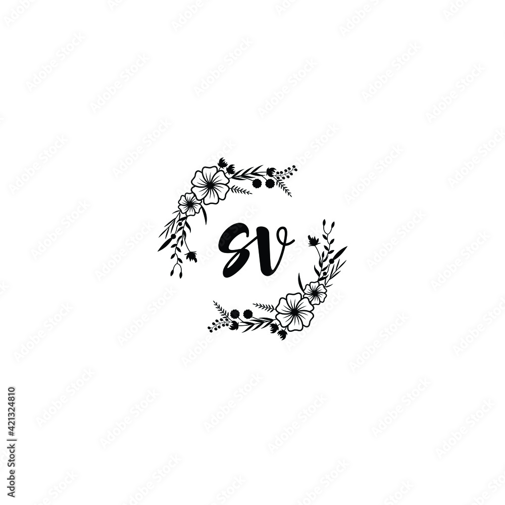 SV initial letters Wedding monogram logos, hand drawn modern minimalistic and frame floral templates SV initial letters Wedding monogram logos, hand drawn modern minimalistic and frame floral templates