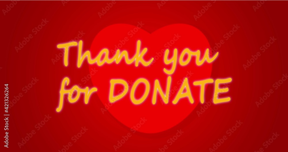 3D image of Thank you for donating text asking for charity. Simple elegant and easy message for your charity drive. International charity day	