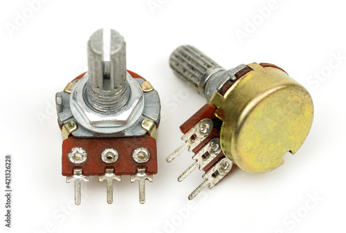 Tableau sur toile The variable resistor on white background. rheostat.