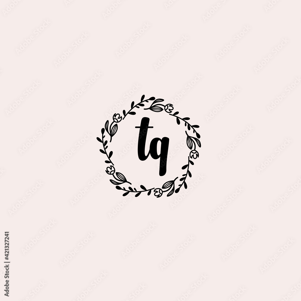 TQ initial letters Wedding monogram logos, hand drawn modern minimalistic and frame floral templates TQ initial letters Wedding monogram logos, hand drawn modern minimalistic and frame floral templates