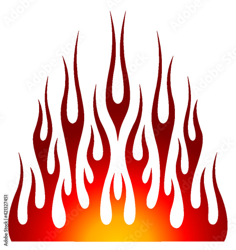Fire flame graphic for blazing hot rod car hoods and roofs. Ideal for decal, sticker, stencil and tattoo design too.
