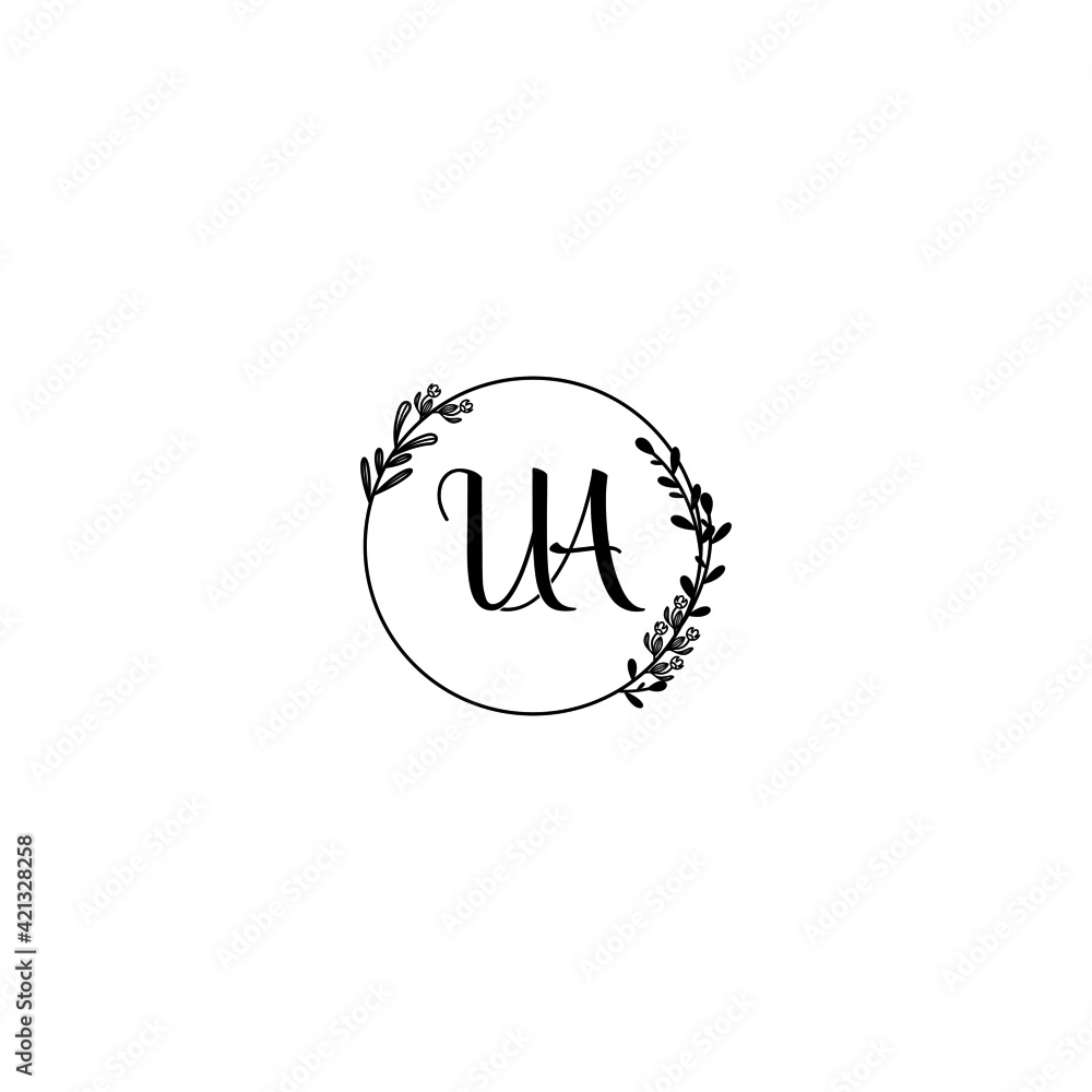 UA initial letters Wedding monogram logos, hand drawn modern minimalistic and frame floral templates UA initial letters Wedding monogram logos, hand drawn modern minimalistic and frame floral templates
