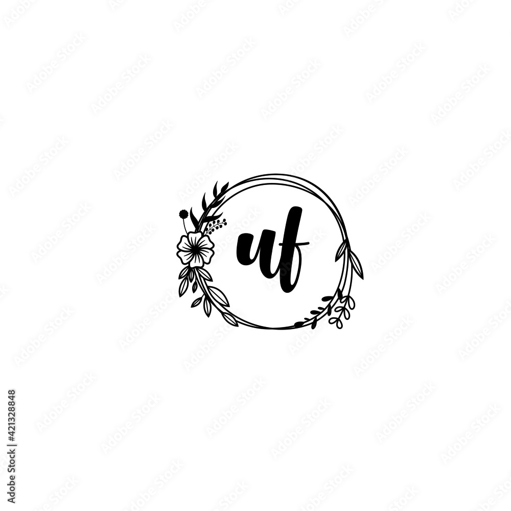 UF initial letters Wedding monogram logos, hand drawn modern minimalistic and frame floral templates UF initial letters Wedding monogram logos, hand drawn modern minimalistic and frame floral templates