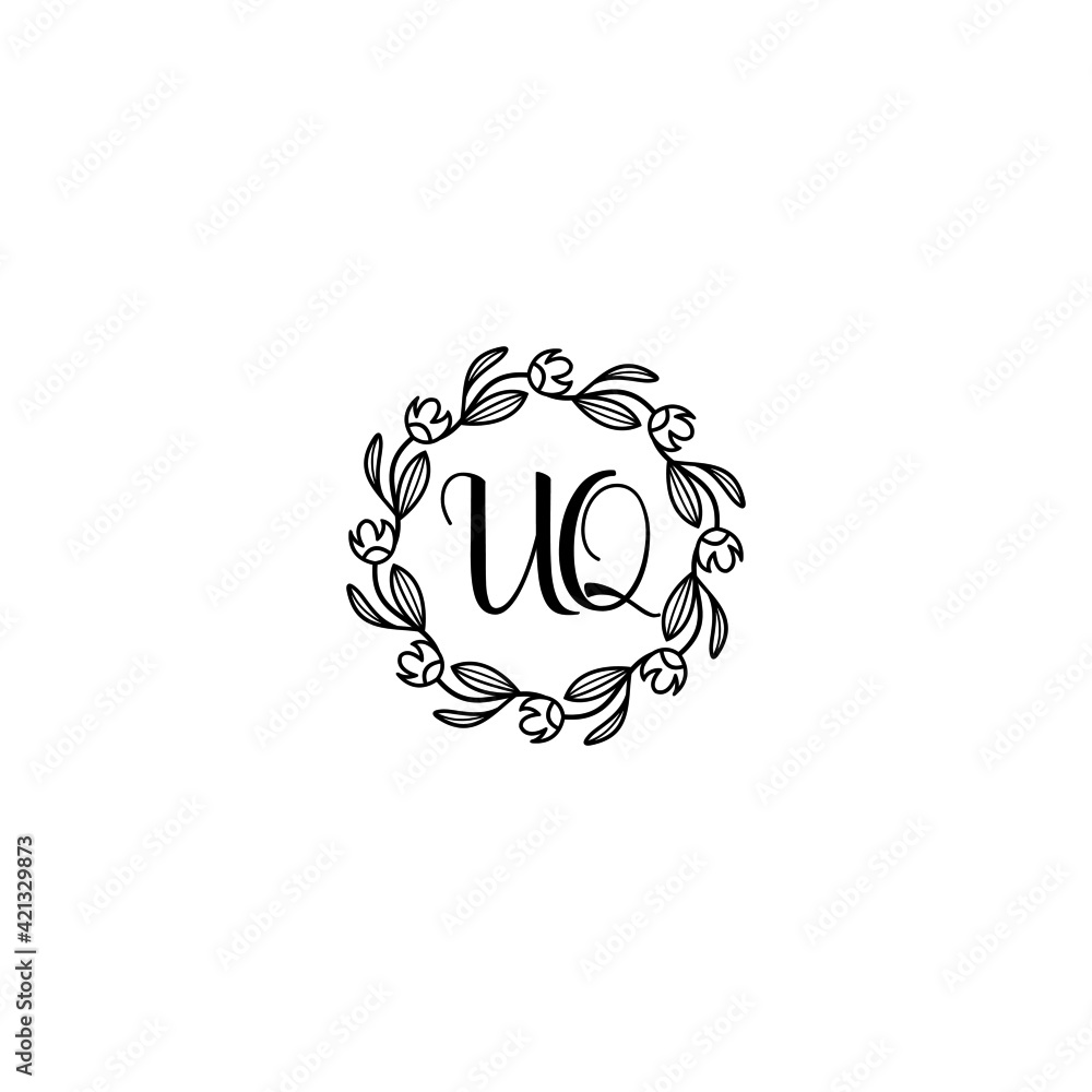 UQ initial letters Wedding monogram logos, hand drawn modern minimalistic and frame floral templates UQ initial letters Wedding monogram logos, hand drawn modern minimalistic and frame floral templates