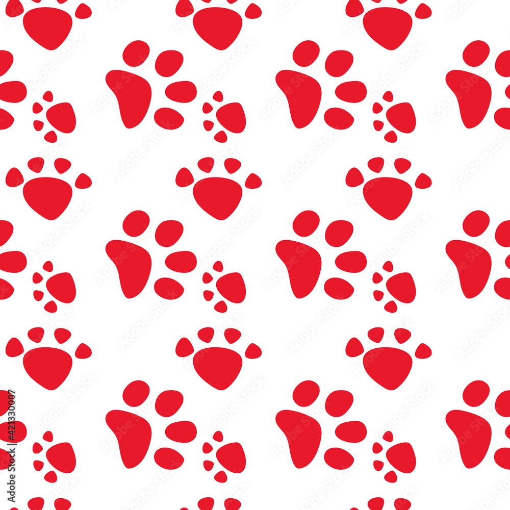 Vector seamless pattern with cat or dog,kitten or puppy footprints. Can be used for wallpaper,fabric, web page background, surface textures.