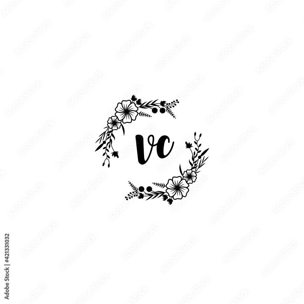 VC initial letters Wedding monogram logos, hand drawn modern minimalistic and frame floral templates VC initial letters Wedding monogram logos, hand drawn modern minimalistic and frame floral templates