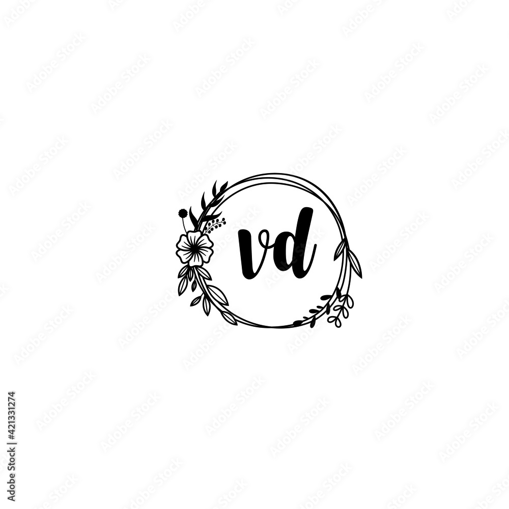 VD initial letters Wedding monogram logos, hand drawn modern minimalistic and frame floral templates VD initial letters Wedding monogram logos, hand drawn modern minimalistic and frame floral templates