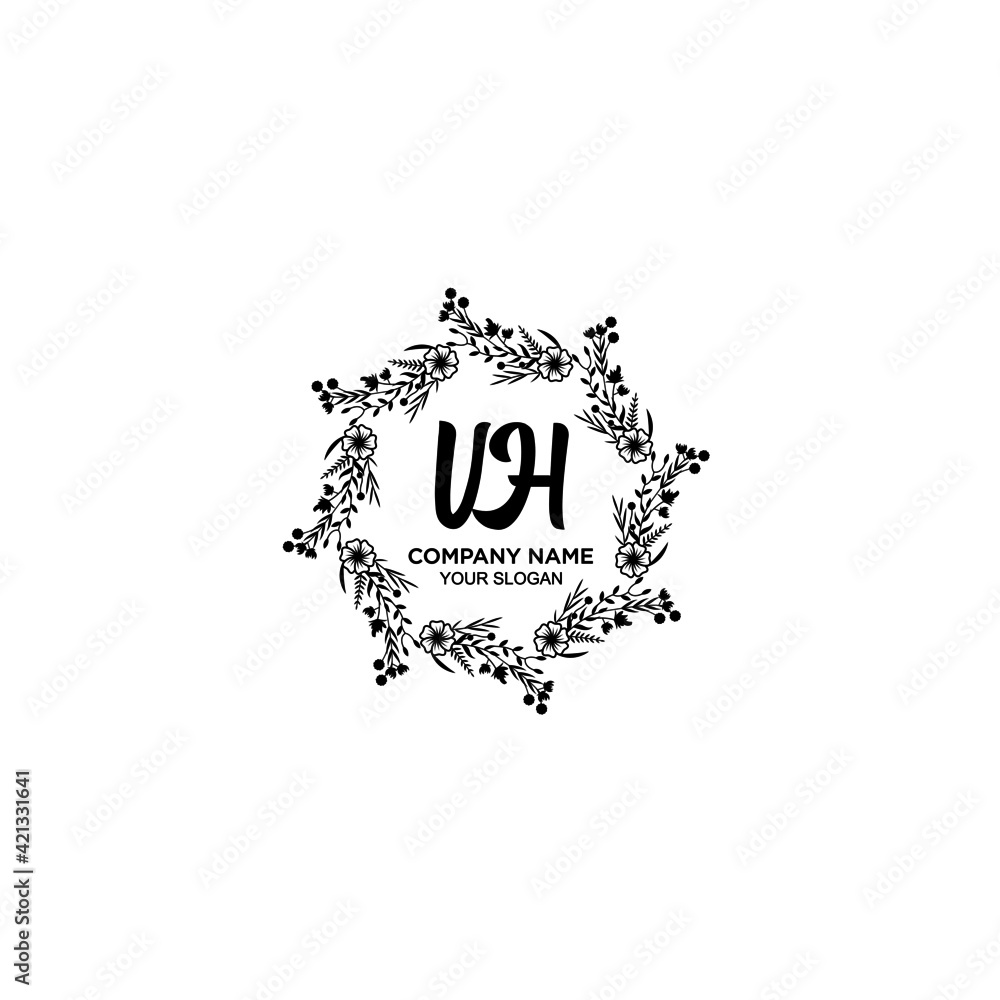 VH initial letters Wedding monogram logos, hand drawn modern minimalistic and frame floral templates VH initial letters Wedding monogram logos, hand drawn modern minimalistic and frame floral templates