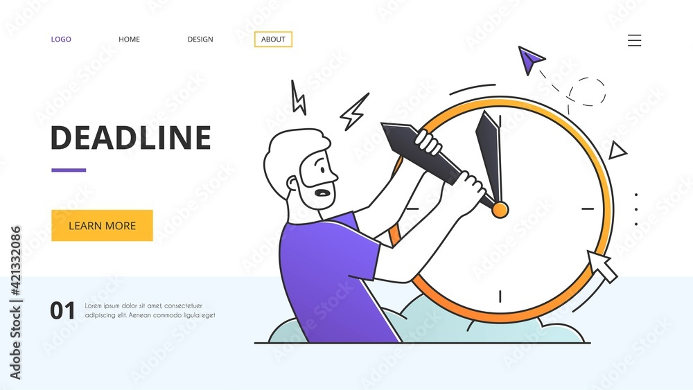 Deadline Concept with man trying to hold back time