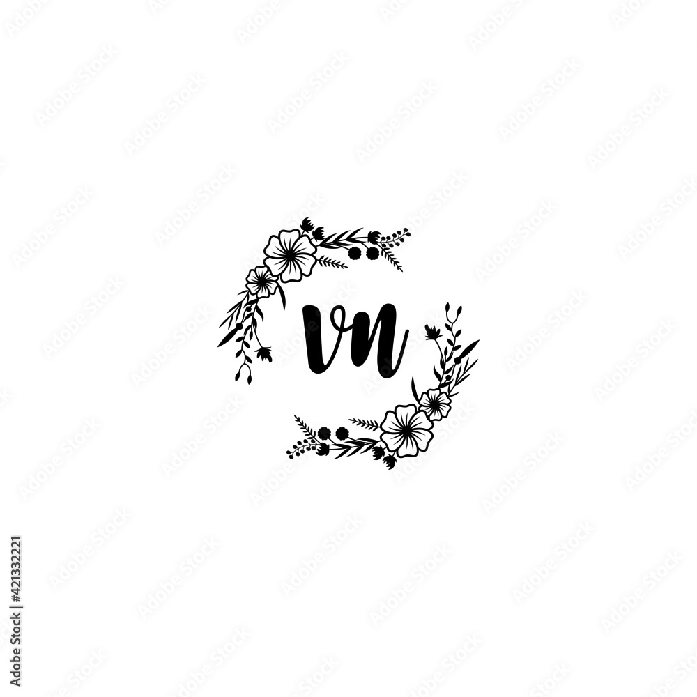 VN initial letters Wedding monogram logos, hand drawn modern minimalistic and frame floral templates VN initial letters Wedding monogram logos, hand drawn modern minimalistic and frame floral templates