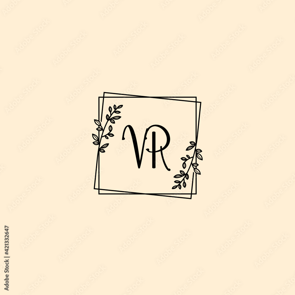VR initial letters Wedding monogram logos, hand drawn modern minimalistic and frame floral templates VR initial letters Wedding monogram logos, hand drawn modern minimalistic and frame floral templates