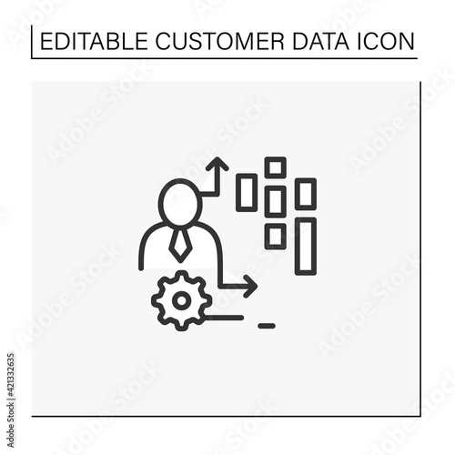 Behavioral date line icon.Observation insights into the behavior of consumers on platforms, online games, web and mobile app.Customer data concept Isolated vector illustration.Editable stroke