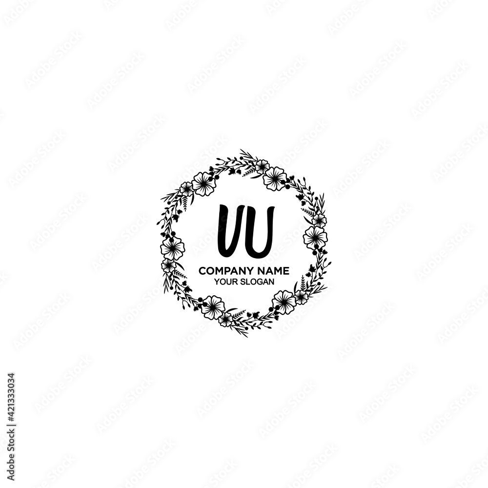 VU initial letters Wedding monogram logos, hand drawn modern minimalistic and frame floral templates VU initial letters Wedding monogram logos, hand drawn modern minimalistic and frame floral templates