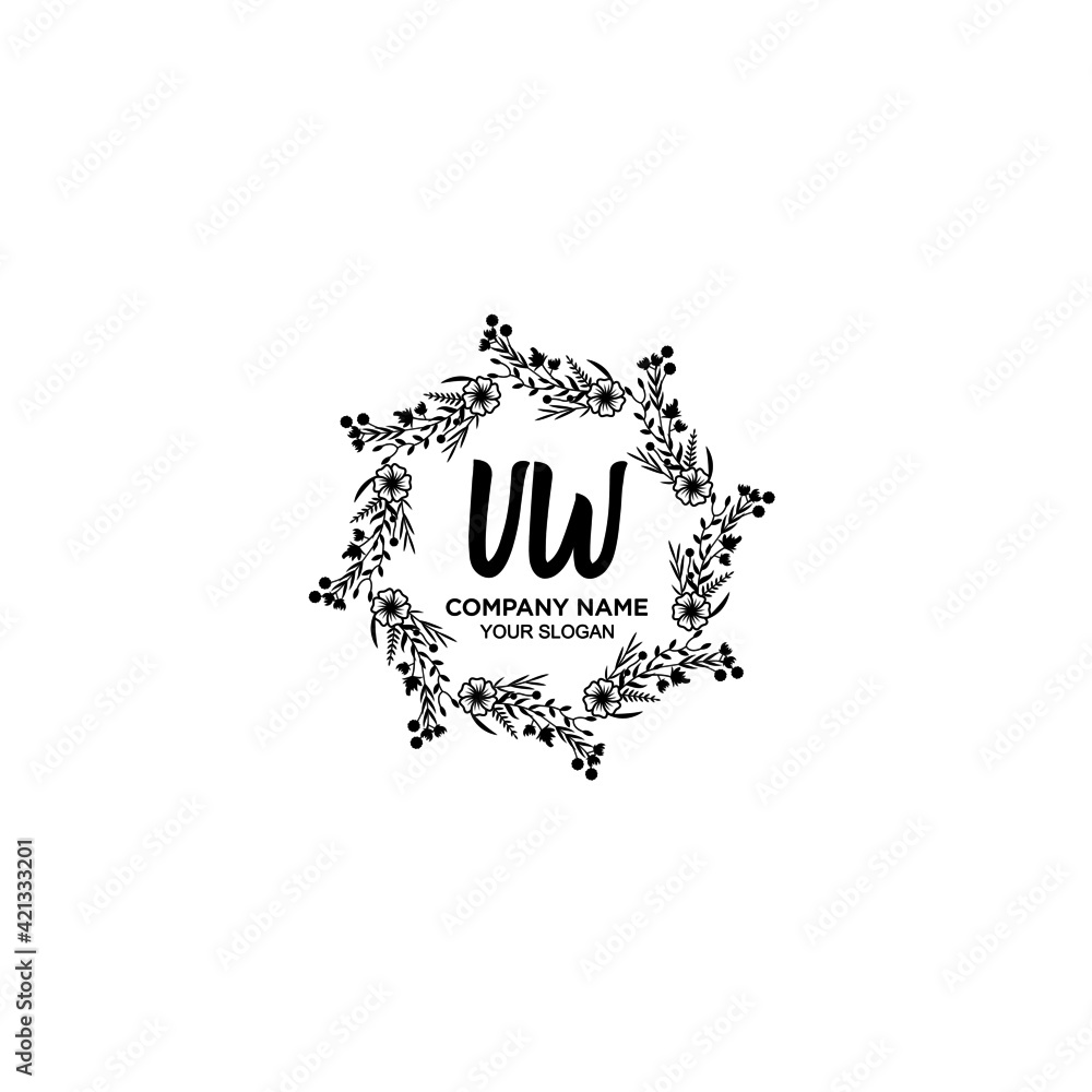 VW initial letters Wedding monogram logos, hand drawn modern minimalistic and frame floral templates VW initial letters Wedding monogram logos, hand drawn modern minimalistic and frame floral templates
