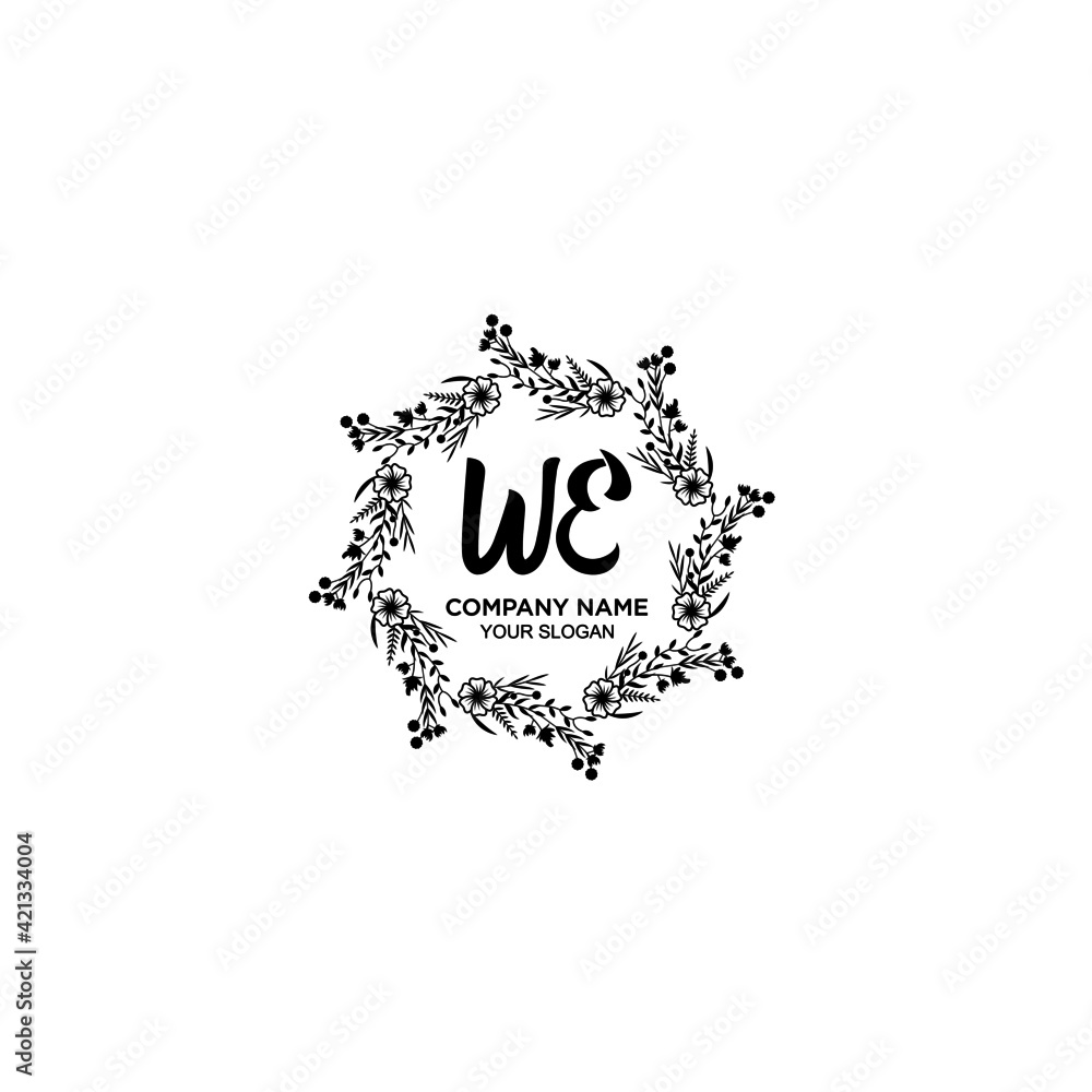 WE initial letters Wedding monogram logos, hand drawn modern minimalistic and frame floral templates WE initial letters Wedding monogram logos, hand drawn modern minimalistic and frame floral templates