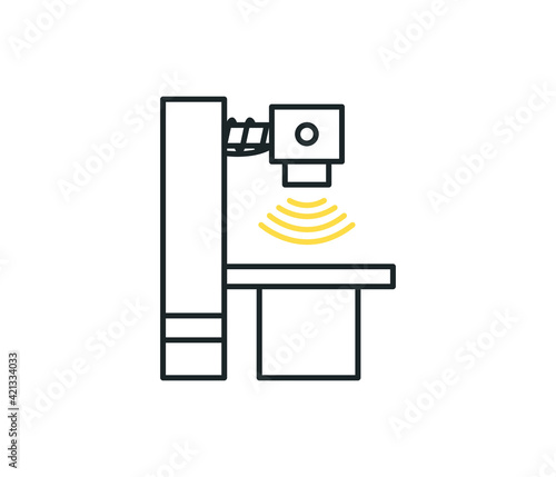 Machine for computed tomography thin line icon, Medical tests concept, MRI diagnostic sign on white background, Xray icon in outline style for Mobile. Vector graphics
