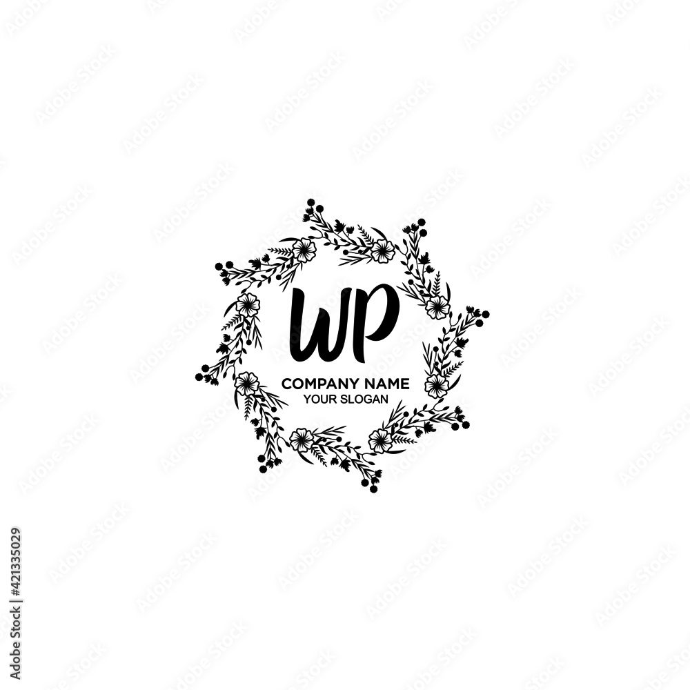 WP initial letters Wedding monogram logos, hand drawn modern minimalistic and frame floral templates WP initial letters Wedding monogram logos, hand drawn modern minimalistic and frame floral templates