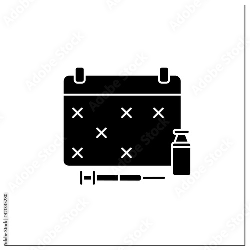Schedule glyph icon. Vaccination graph. Neurotoxin injection schedule. Beauty cosmetic procedure concept. Filled flat sign. Isolated silhouette vector illustration