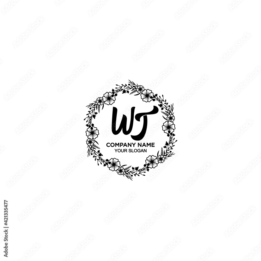 WT initial letters Wedding monogram logos, hand drawn modern minimalistic and frame floral templates WT initial letters Wedding monogram logos, hand drawn modern minimalistic and frame floral templates