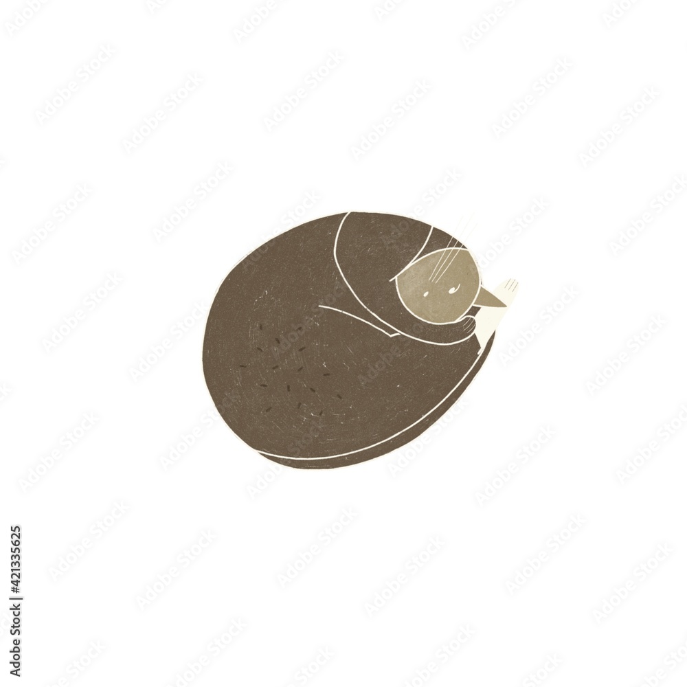 Fototapeta premium Cute sleeping cat. Children’s illustration. 