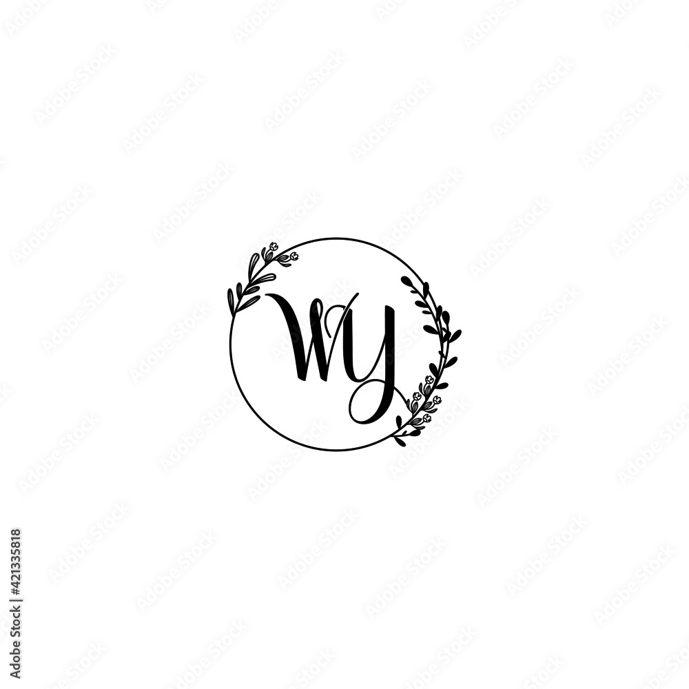 WY initial letters Wedding monogram logos, hand drawn modern minimalistic and frame floral templates WY initial letters Wedding monogram logos, hand drawn modern minimalistic and frame floral templates