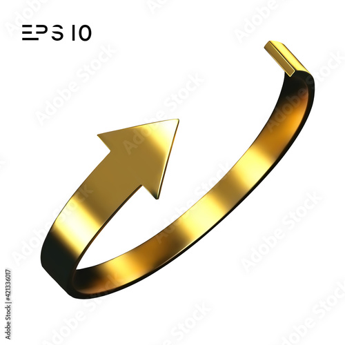 Gold arrow spin isolated on white background. Vector arrow button symbol. Vector illustration.