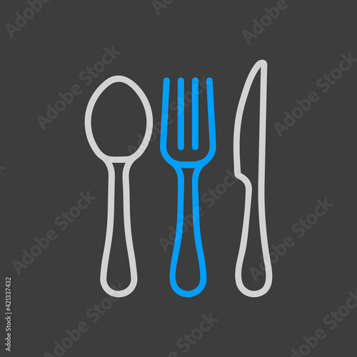 Spoon fork and knife vector flat icon