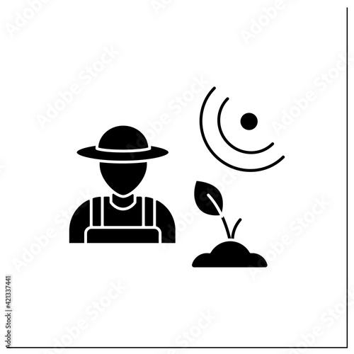 Agronomist glyph icon. Producing food, creating healthier food, managing the environmental impact of agriculture. Successful farming concept. Filled flat sign. Isolated silhouette vector illustration