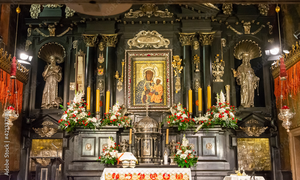 Częstochowa, Poland, Jasna Góra Monastery: the chapel and the Miraculous Image of the Black Madonna
Częstochowska (Our Lady of Częstochowa)