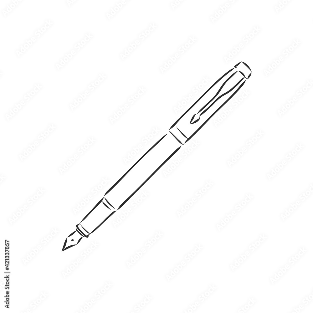 Aged luxury business steel basic tip of feather isolated on white backdrop. Freehand linear black color hand drawn picture logo sketchy in artsy scribble ancient style. Closeup view Aged luxury business steel basic tip of feather isolated on white backdrop. Freehand linear black color hand drawn picture logo sketchy in artsy scribble ancient style. Closeup view