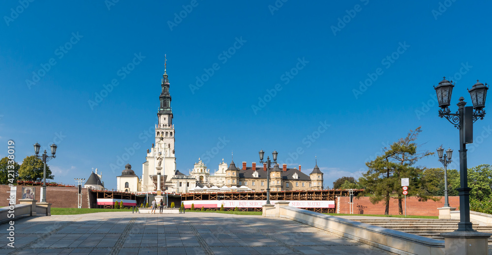Obraz premium Częstochowa, Jasna Góra, Poland, the Pauline monastery, a famous historical place and a place of worship of the Christian reilga.