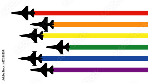 aircraft with contrail colors of the LGBT flag