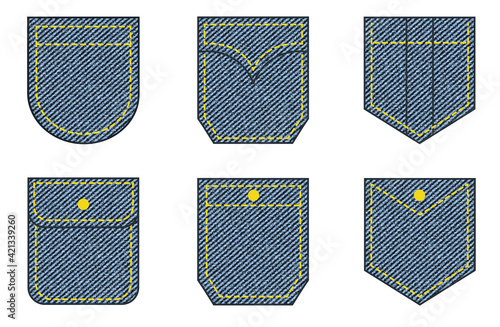 set of denim pocket