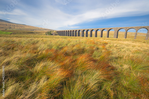 Ribblehead Viaduct or  Batty Moss rail Viaduct in the Ribble Valley of Ribblesdale in the Yorkshire Dales National Park, UK.