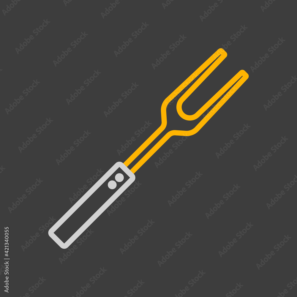 Bbq fork vector flat icon. Kitchen appliance Bbq fork vector flat icon. Kitchen appliance